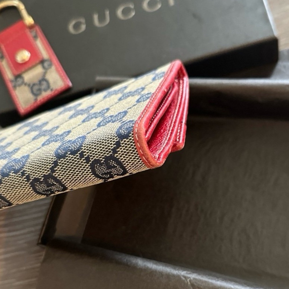 Vintage Gucci Long Wallet - Red/Navy blue - Picture 3 of 12